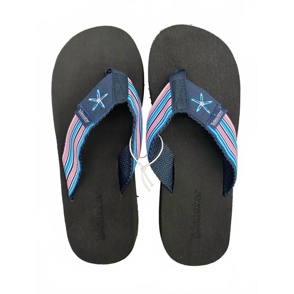 NEW TIDEWATER women flip flop sandals in starfish stripes